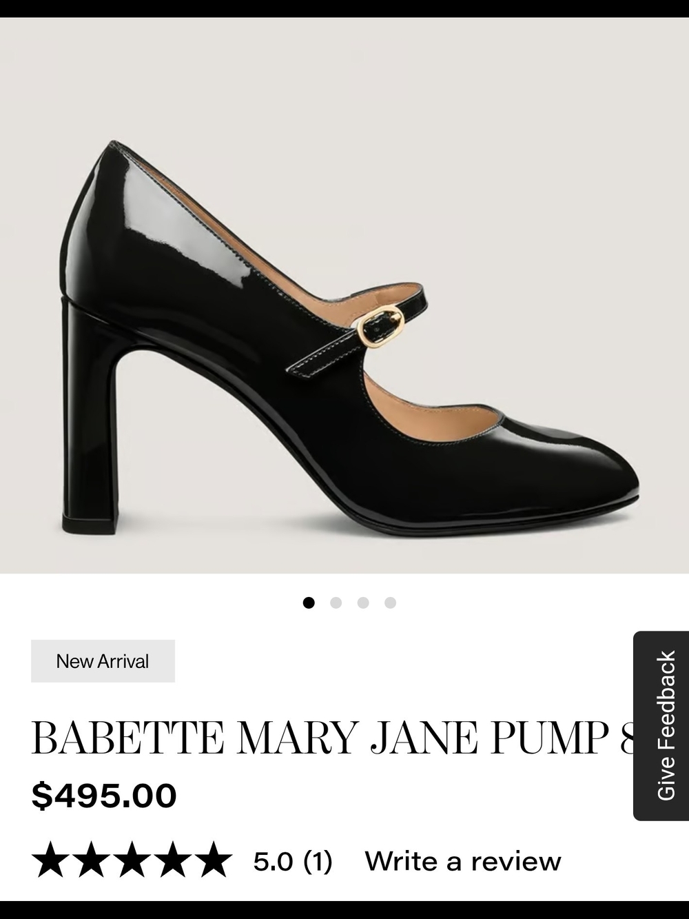 Stuart Weitzman Babette Mary Jane Pump - Black with Gold Buckle